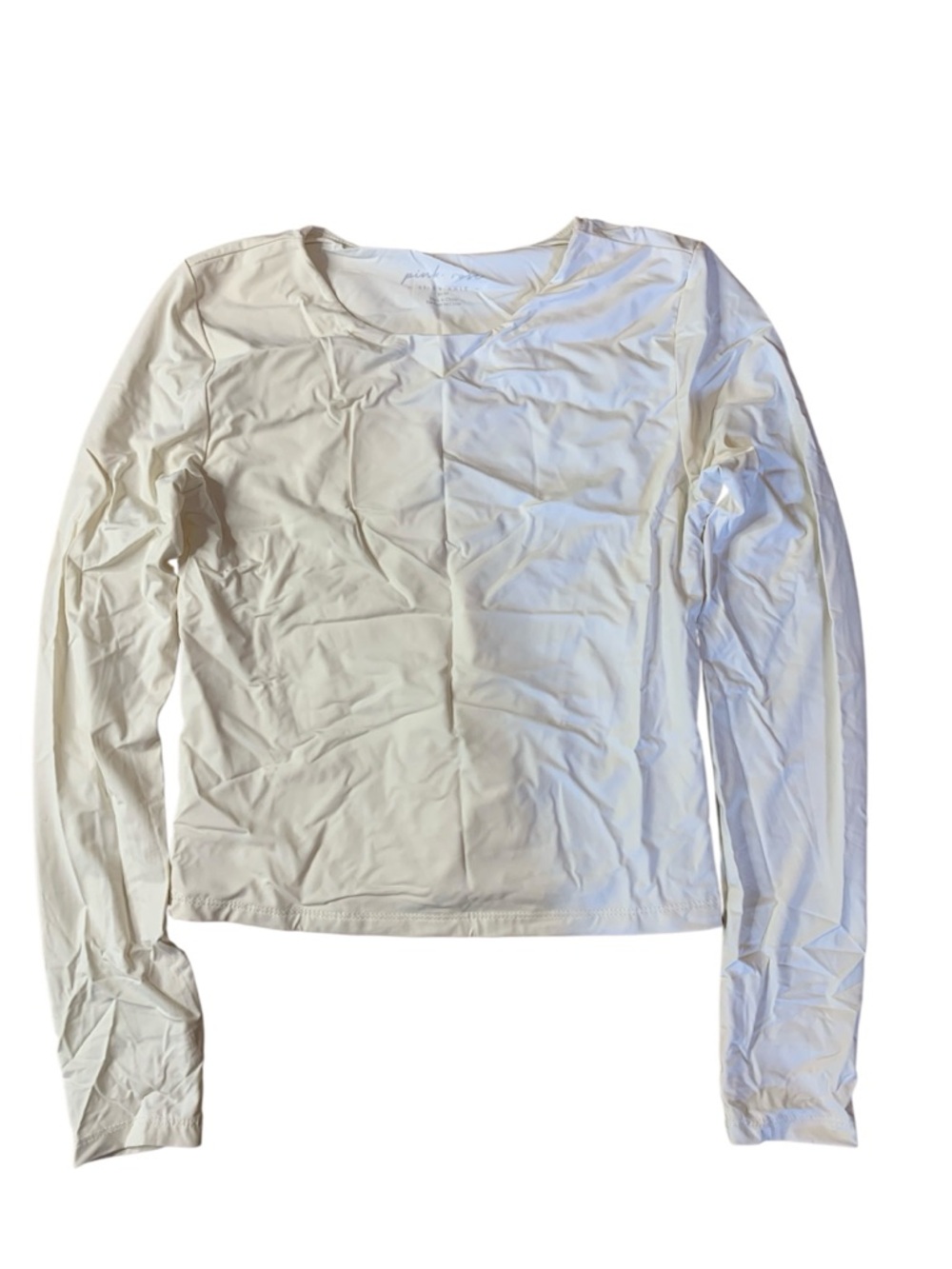 Pink Rose Cream Silky Knit Long Sleeve Top - Size M